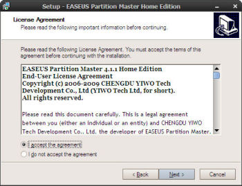 EASEUS Partition Managerインストール
