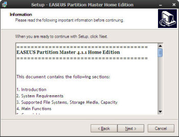 EASEUS Partition Managerインストール